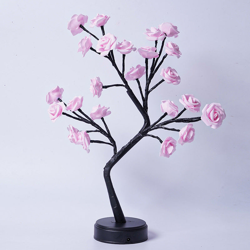 Flower Tree Rose Table Lamp Fairy LED Desk Night Light USB Powered Romantic Wedding & Valentine Decoration Gift