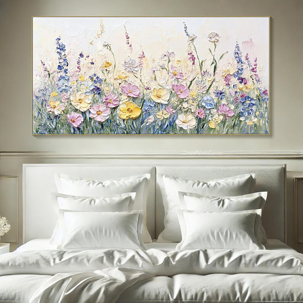 Handmade 3D Palette Knife Flower Oil Painting on Canvas Wall Art for Living Room Home Decor Frameless Unstretched
