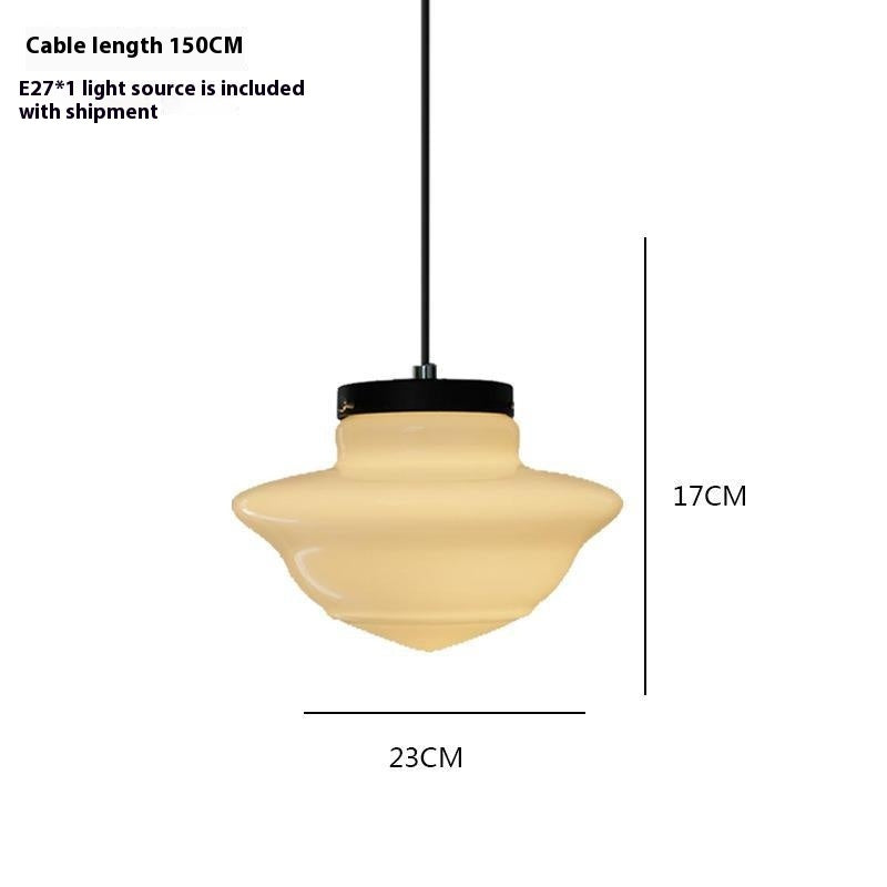 Retro Industrial Single-Head Chandelier – Cream Pendant Light for Living & Dining Room