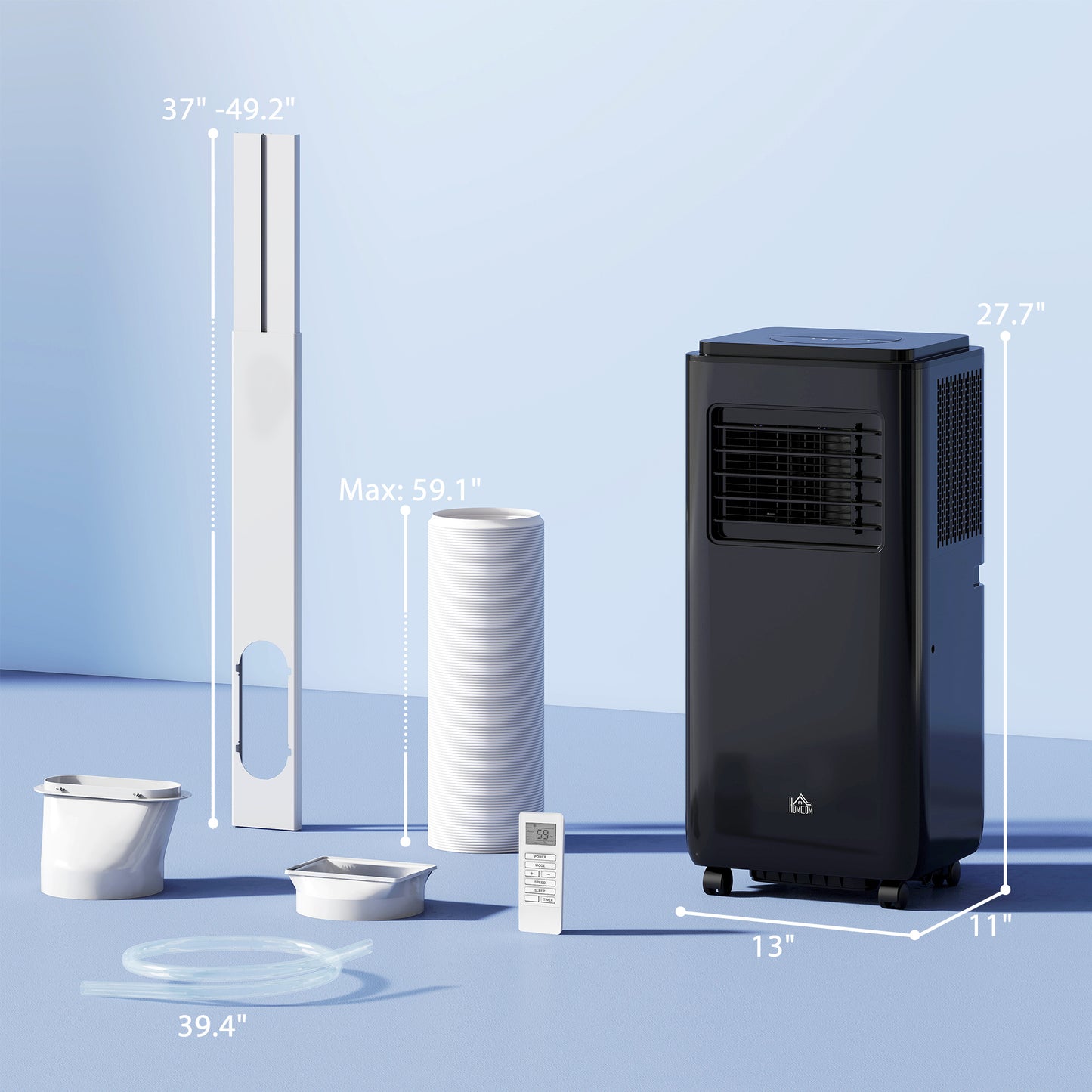 10,000 BTU Portable Air Conditioner for 440 Sq Ft Room with Dehumidifier Fan 24H Timer Window Kit Black