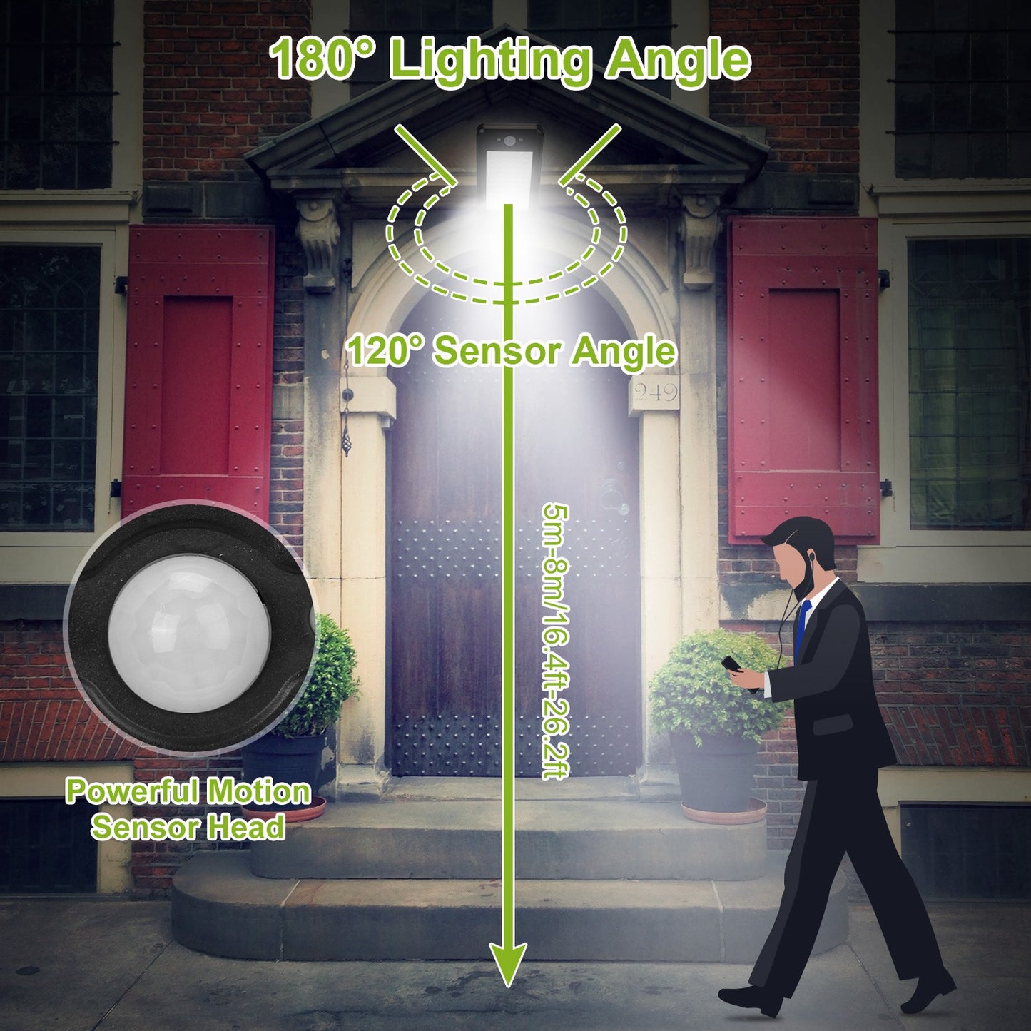 Solar Wall Light Outdoor 60 LED Motion Sensor Remote Control IP65 Waterproof Garage Garden Security Lamp
