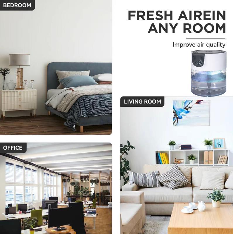 Air Purifier and Aroma Diffuser with Colorful LED Night Light Small Air Washer for Home Office Pets and Smoke