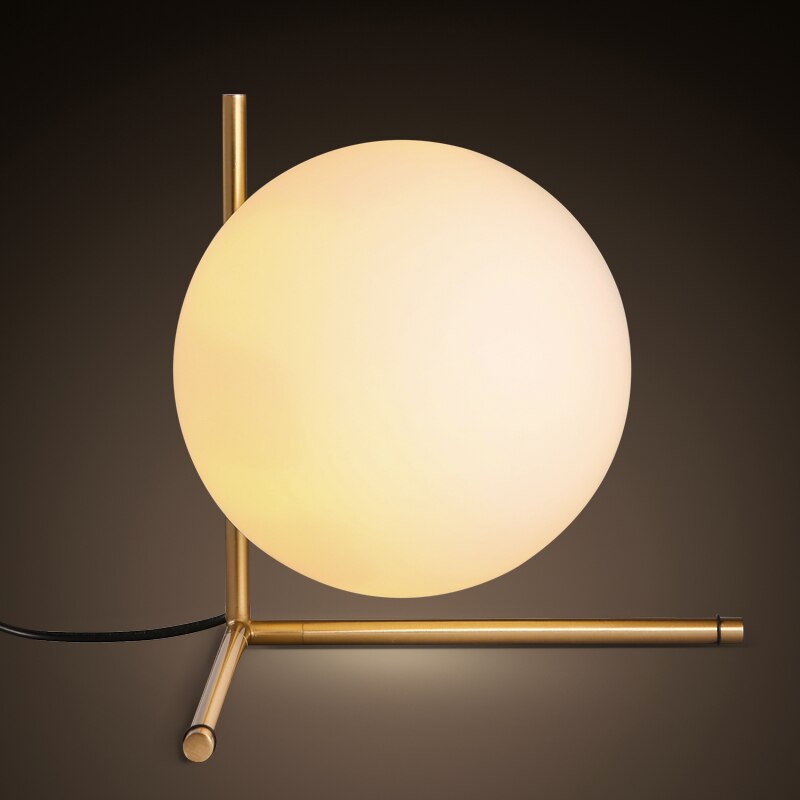 Simple Glass Ball Table Lamp Modern Minimalist Bedside Night Light Home Decor Lighting