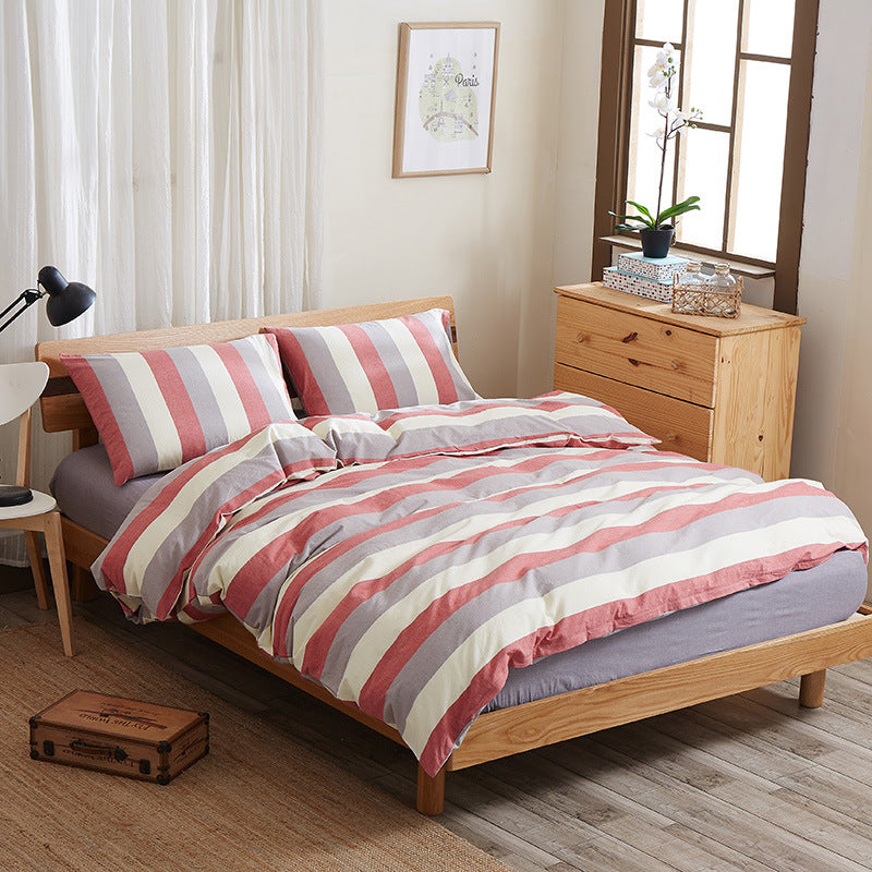 Pure Cotton 4 Piece Bed Sheet Set Soft Breathable Bed Linen Bedding Set for Home Comfort