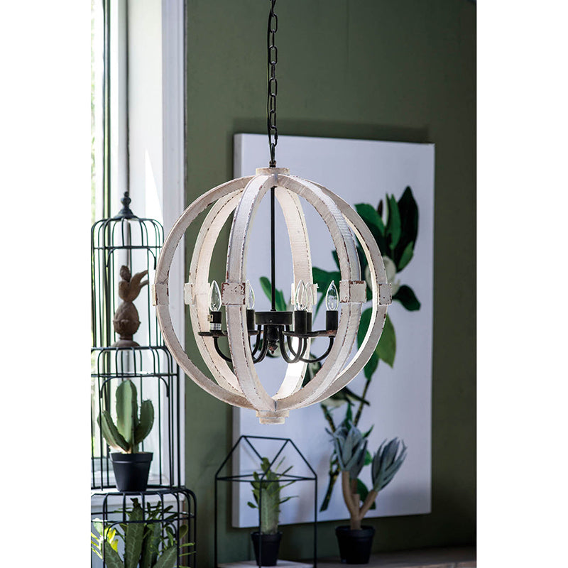 6-Light Wood Chandelier with Adjustable Chain – Rustic Kitchen & Dining Lighting Fixture