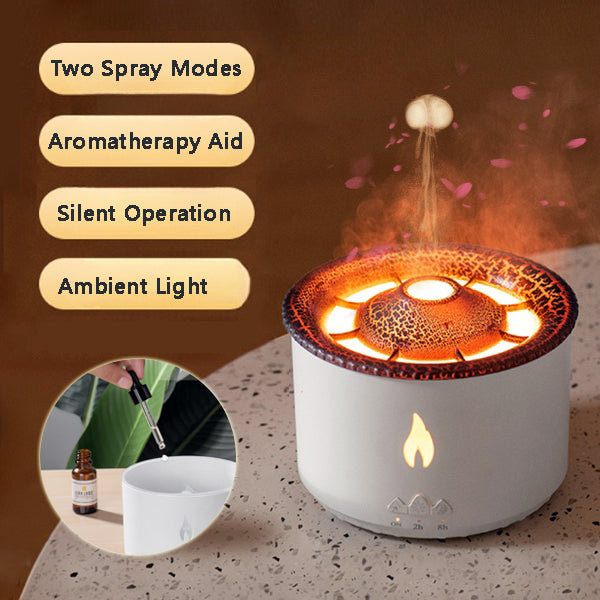 Creative Volcano Ultrasonic Humidifier – Jellyfish Flame Aroma Essential Oil Diffuser Air Mist Machine