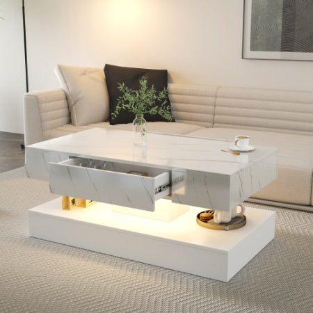6.93 Inch LED Coffee Table Modern Living Room Furniture Large Coffee Table with LED Lights Contemporary Design