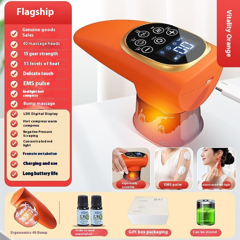 Electric EMS Cupping Device Microcurrent Vacuum Hot Compress Scraping Therapy Negative Pressure Massage Tool