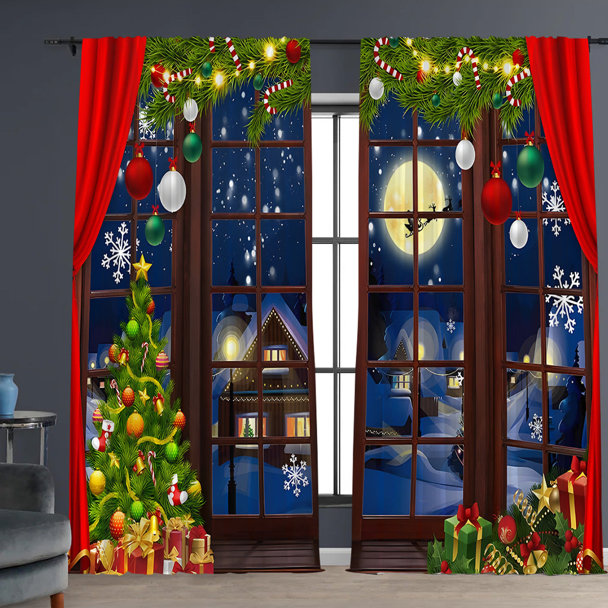 Digital Printed Christmas Curtains – Festive Holiday Window Drapes