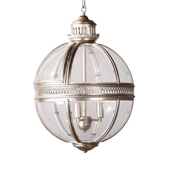 Retro Industrial Glass Ball Chandelier – Round Ceiling Light for Hotel, Hall, Bedroom & Dining Room