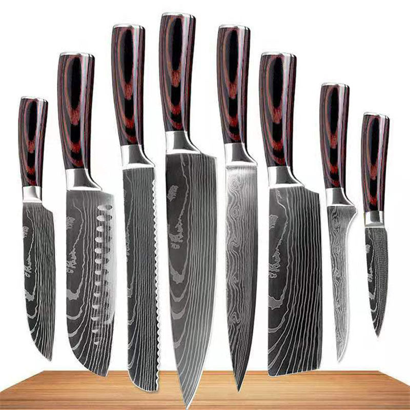 Western Style 8-Piece Chef Knife Set – Professional Kitchen Cooking Knife Suit
