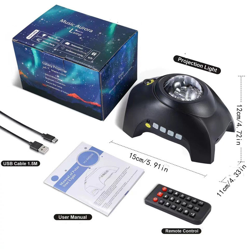 USB Water Pattern Bluetooth Music Ocean Star Projector Lamp LED Night Light for Bedroom Relaxation Decor