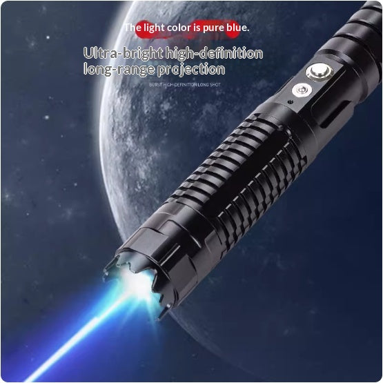 High Power Blue Laser Flashlight Outdoor Long Distance Illumination LED Torch for Camping and Emergency Use