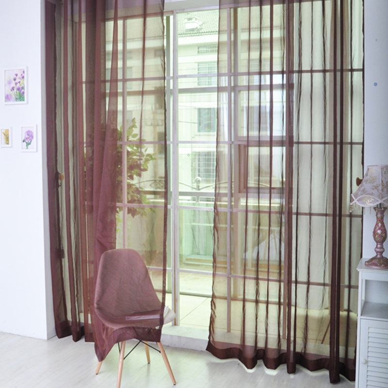 Solid Color Glass Mesh Curtains Transparent Ready Made Punch Free Lightweight Window Sheer Drapes