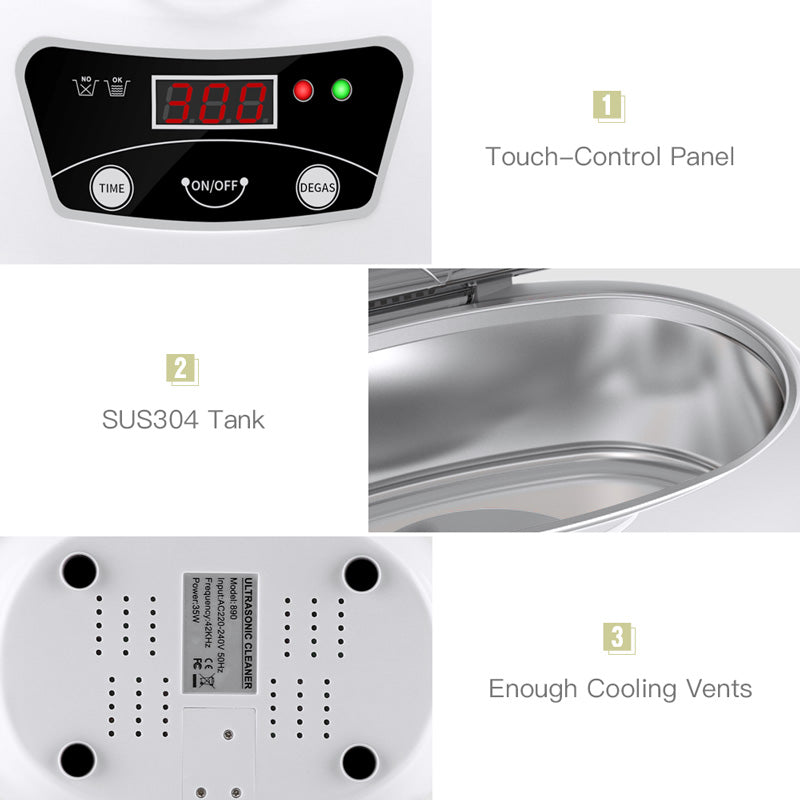 Home Ultrasonic Cleaning Machine Jewelry Glasses & Small Items Deep Cleaner Portable Household Device