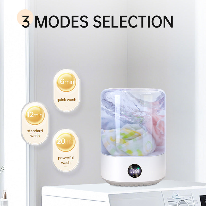 Portable Mini Washing Machine 4L USB Rechargeable Cordless Washer for Underwear Socks Baby Clothes Quiet Compact Travel Laundry Machine