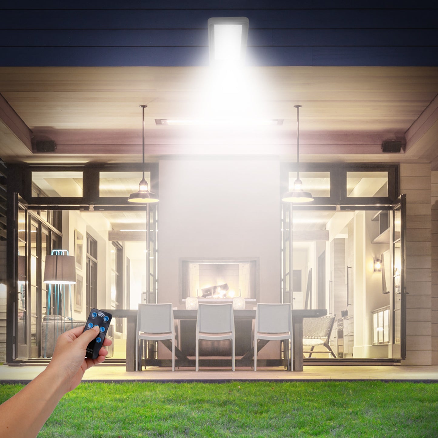 Solar Wall Light Outdoor 60 LED Motion Sensor Remote Control IP65 Waterproof Garage Garden Security Lamp