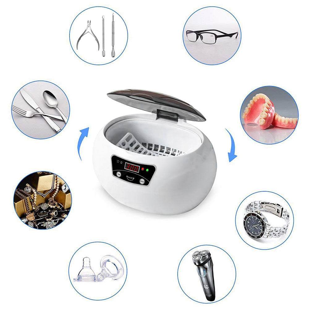 Home Ultrasonic Cleaning Machine Jewelry Glasses & Small Items Deep Cleaner Portable Household Device