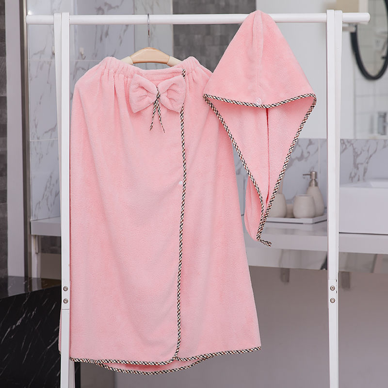 Coral Fleece Wearable Bath Towel Skirt Soft Absorbent Korean Style Bath Wrap Quick Dry