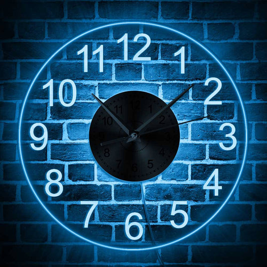 Transparent Acrylic Wall Clock with Colorful LED Lights Modern Decorative Glow Clock for Living Room Bedroom Home Decor