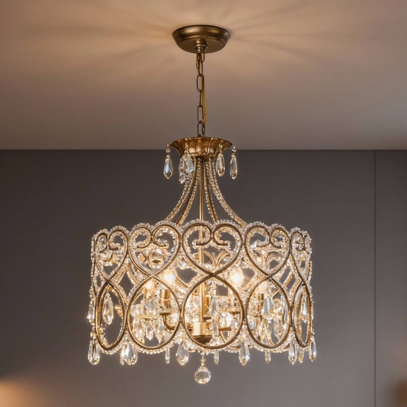 Aged Crystal Chandelier – French Luxury Living Room Lighting