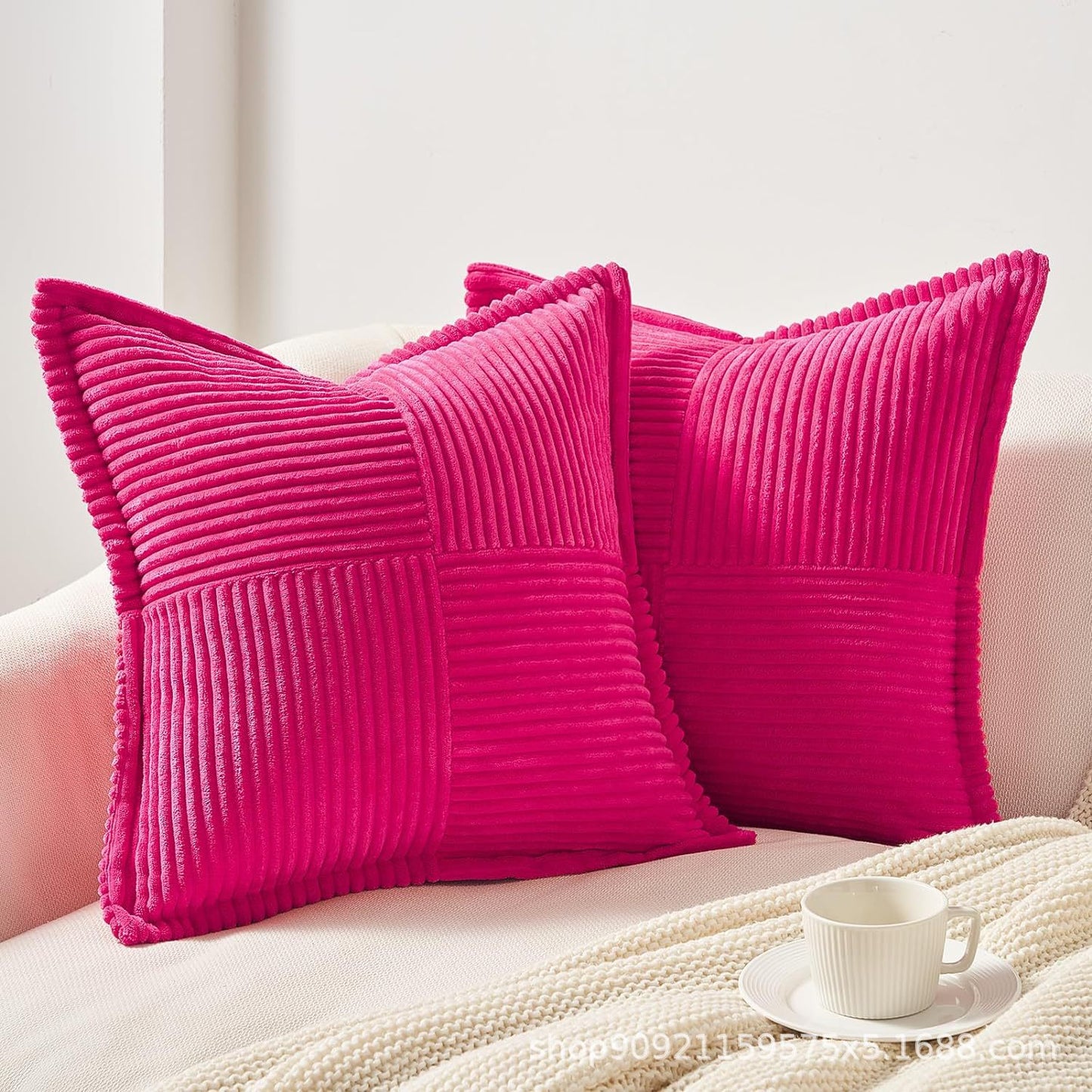 Corduroy Pillow Covers Super Soft Boho Striped Decorative Throw Pillow Cases for Sofa Couch Living Room Christmas Home Decor