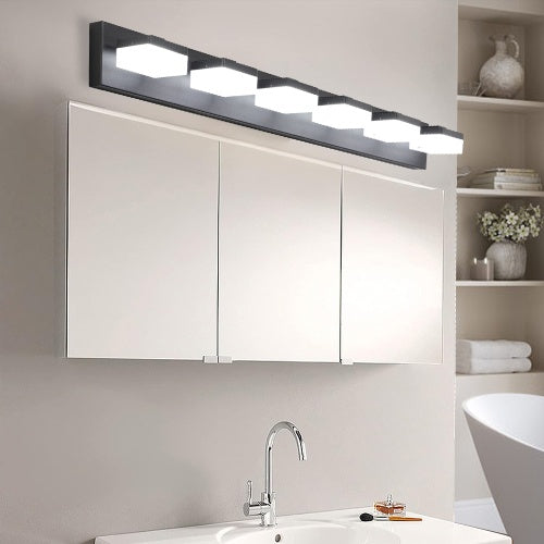 Modern 6 Light Black LED Makeup Mirror Light for Bathroom Vanity Wall Fixture