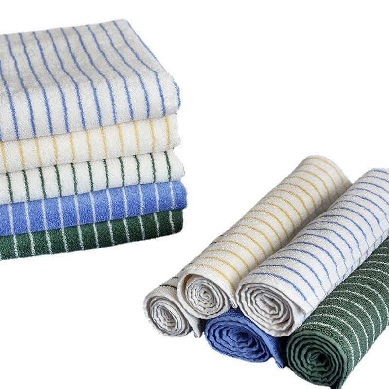 Family Cotton Bath Towels Long Staple Yarn Dyed Rhombus Stripe Soft Absorbent Large Towel