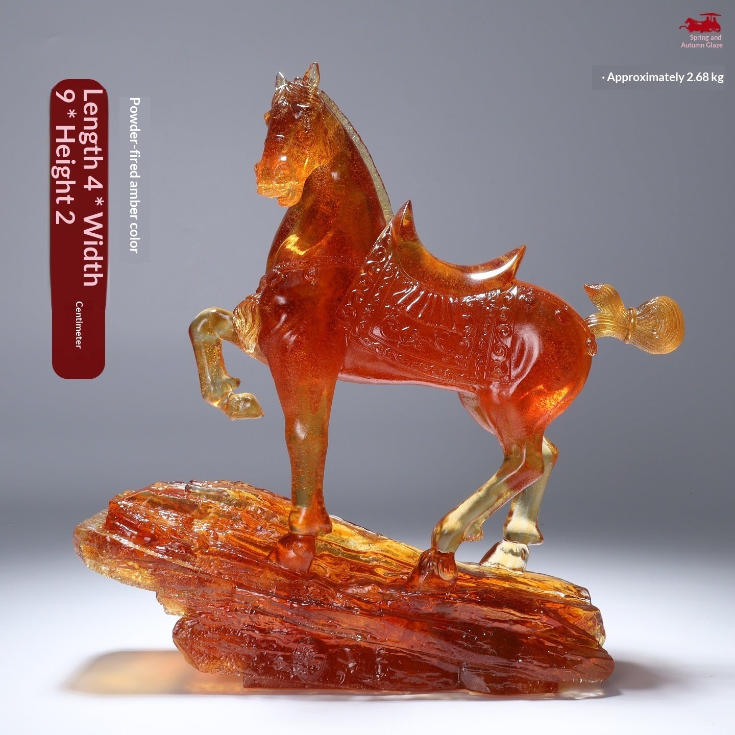Lustrous Glazed Imperial Horse Figurine Red Flower Hawk Motif Decorative Ceramic Statue Home Decor