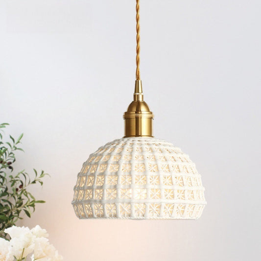 Brass & Ceramic Pendant Lamp – Living Room & Bedroom Bedside Light