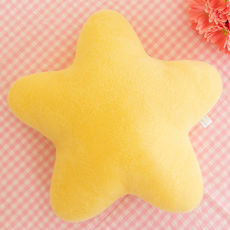 Star Shaped Decorative Throw Pillow 15 Inch Plush Faux Rabbit Fur Cushion for Bed Sofa Bedroom Living Room Floor Decor