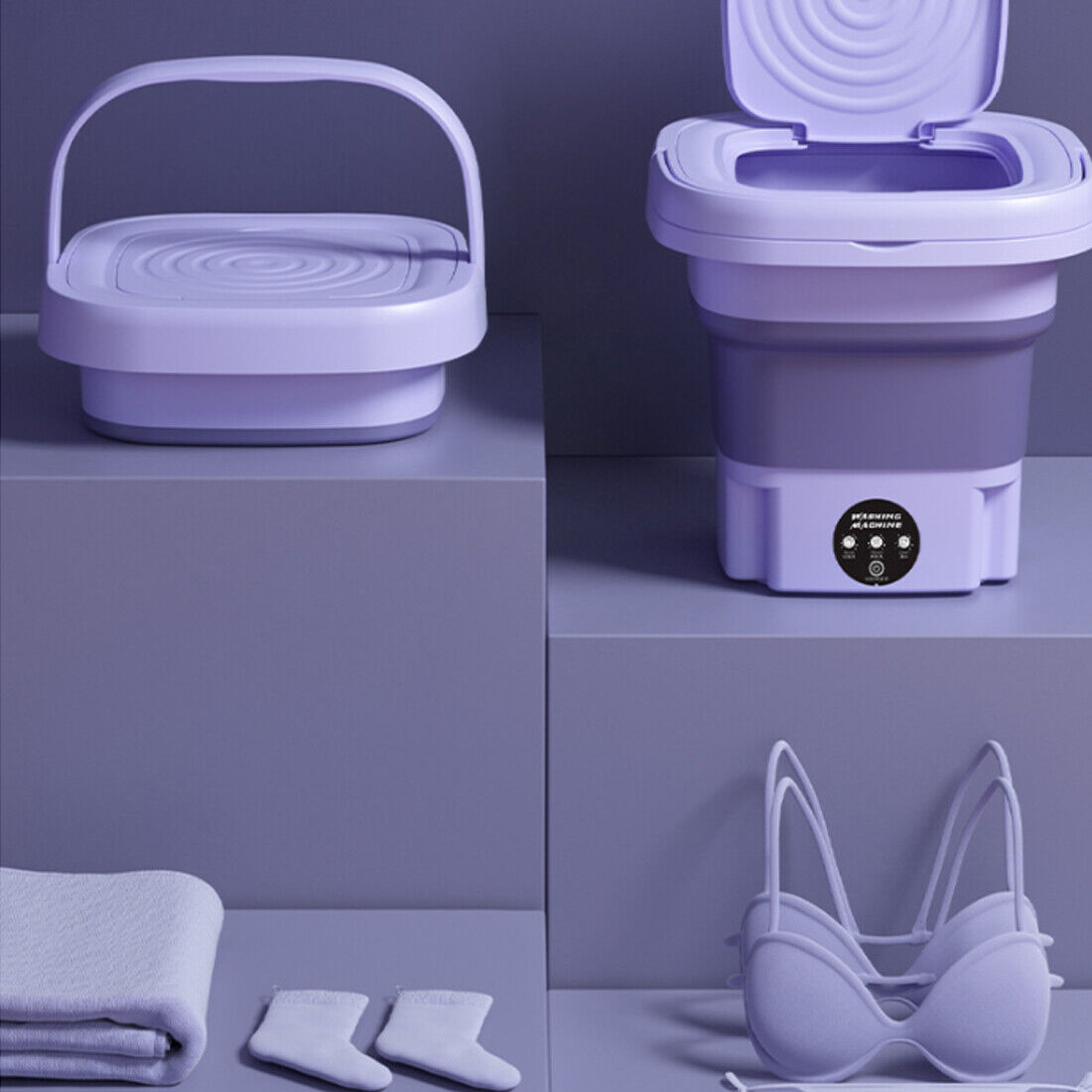 8L Portable Mini Washing Machine Foldable Design with Built-in Dryer Compact Laundry Washer for Travel and Home Use