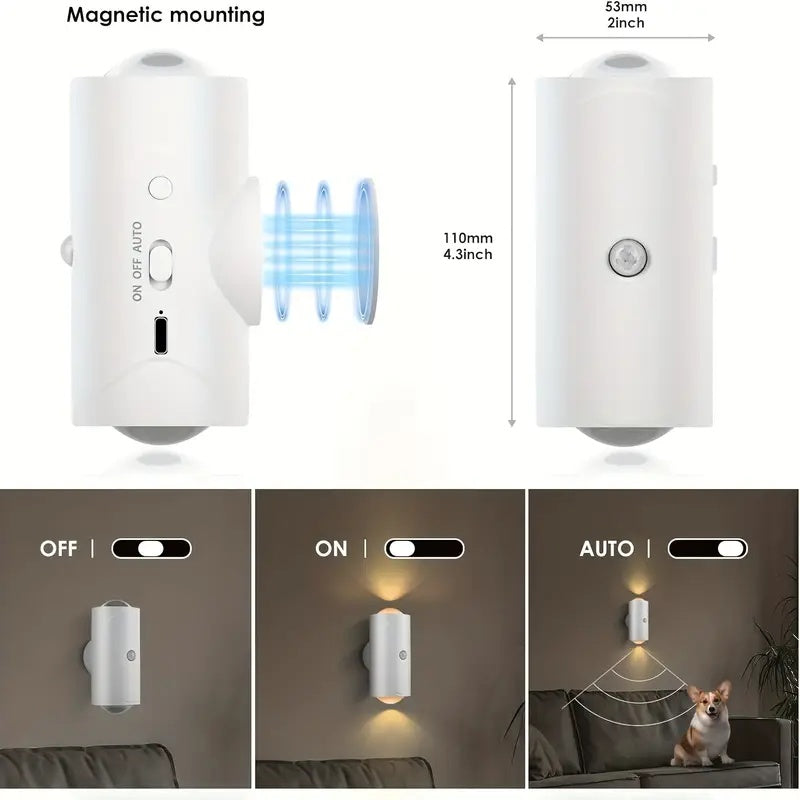 4PCS Color-Sensing Motion Night Lights Magnetic Cabinet Wall Lights with 3 Modes Decorative LED Lighting