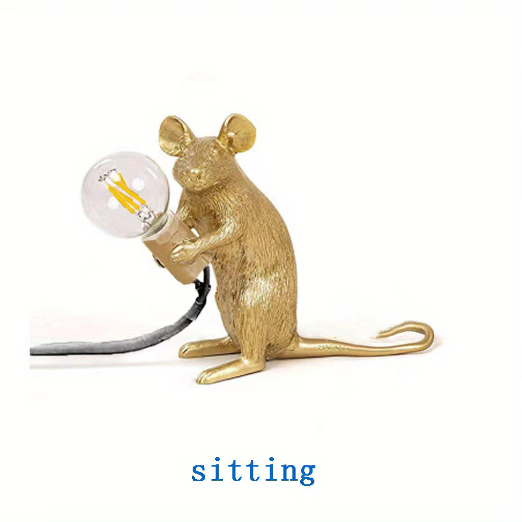 Nordic Resin Mouse Table Lamp Creative Mini LED Desk Night Light Decorative Rat Lamp for Bedroom & Study