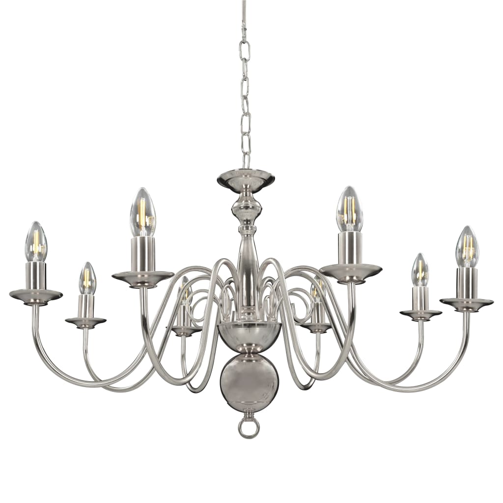 Silver 8-Light Chandelier for E14 Bulbs – Elegant Ceiling Lighting Fixture