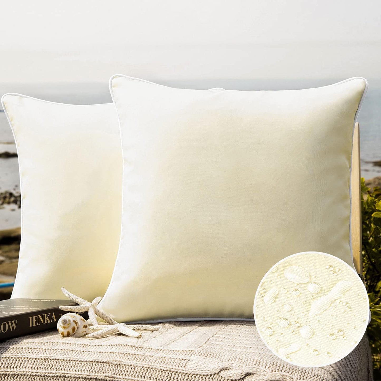Outdoor Waterproof Throw Pillow Covers Solid Square Cushion Cases Patio Couch Tent Decorative Pillows