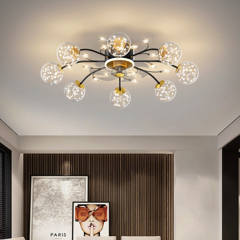 Nordic Star Fan Lamp Modern Light Luxury Ceiling Fan Light for Living Room Bedroom