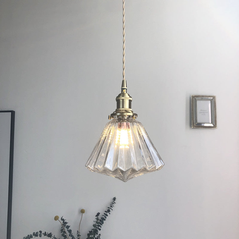 Japanese-Style Brass & Glass Pendant Light – Elegant Modern Ceiling Lamp