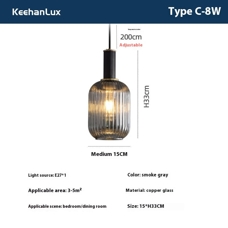 Modern Glass Droplight – Bedroom, Hotel & Bar Single Head Pendant Lamp