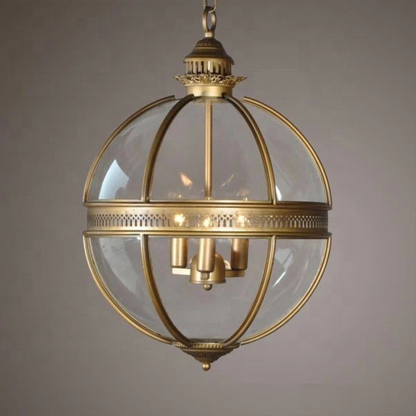 Retro Industrial Glass Ball Chandelier – Round Ceiling Light for Hotel, Hall, Bedroom & Dining Room