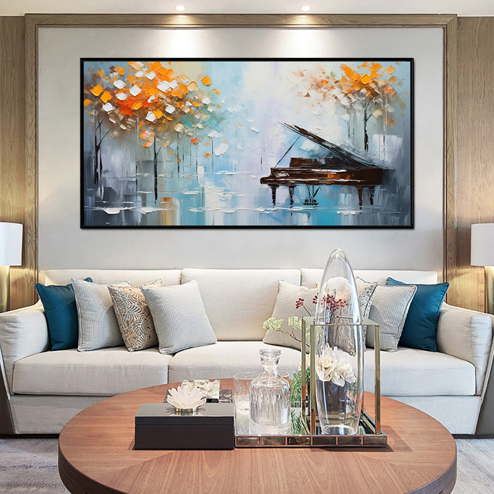 Handmade Oil Painting – Palette Knife Tree Abstract Landscape Canvas Wall Art for Home & Office Decor