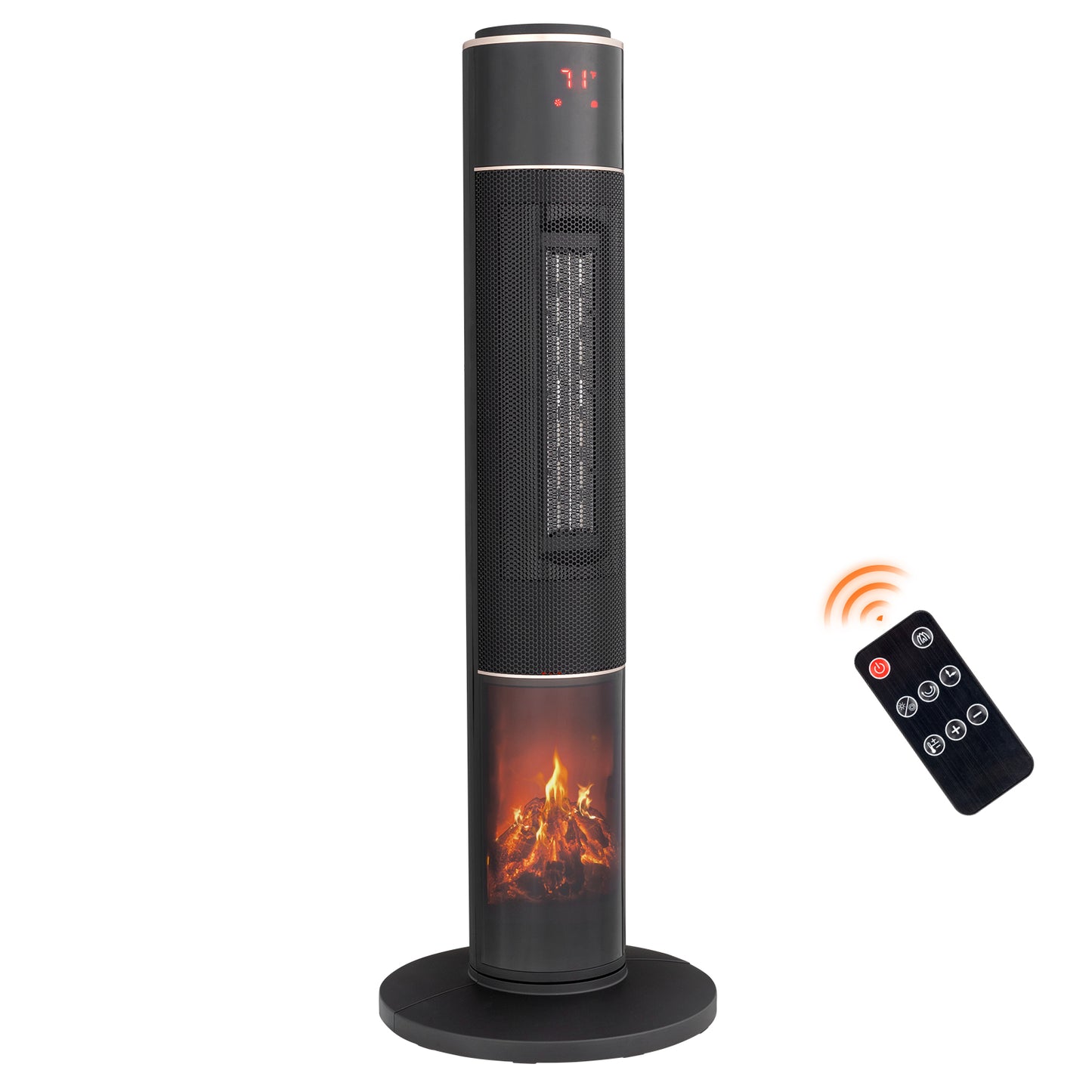 33-Inch Tower Space Heater 1500W Electric Heater with 3D Flame Thermostat Oscillation Timer & Remote for Indoor Home Office
