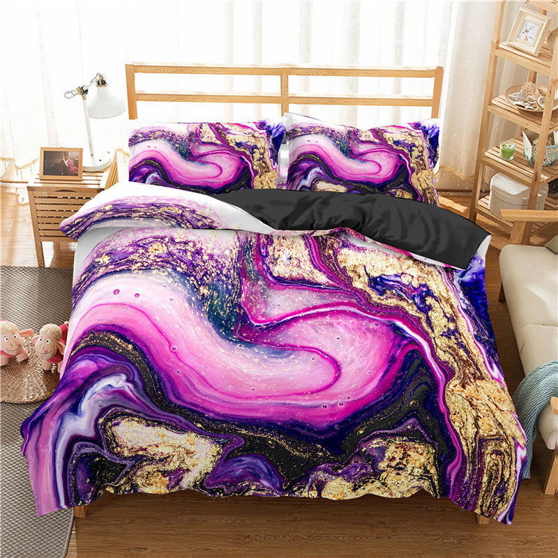 Modern Marble 3D Printed Quilt Cover Set – Luxury Bedding with Matching Pillowcases