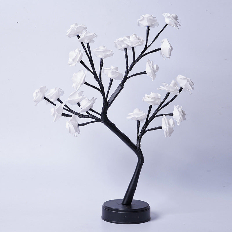 Flower Tree Rose Table Lamp Fairy LED Desk Night Light USB Powered Romantic Wedding & Valentine Decoration Gift
