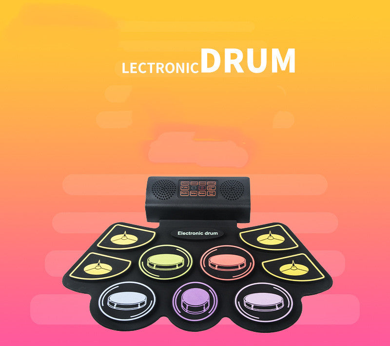 Portable Electronic Drum Set Hand Rolled Folding Silicone Jazz Drum with Bluetooth Color Practice Pad
