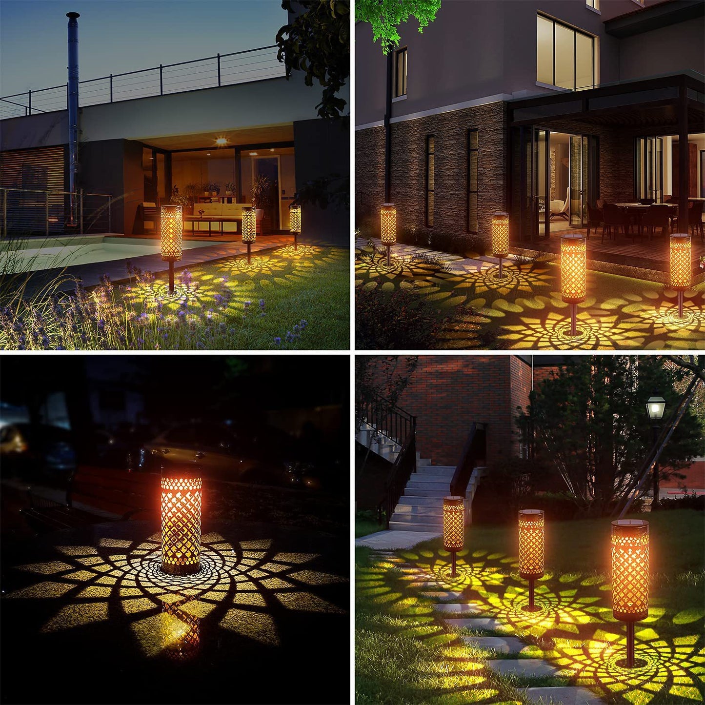 Solar Powered Metal Lawn Lamp Courtyard Decorative Waterproof Garden Outdoor Pathway Light