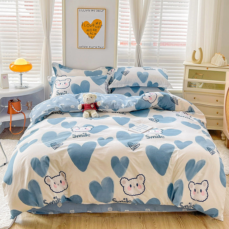 Cartoon Duvet Cover Bedding Set Cute Quilt Cover Bed Sheet Soft Kids Home Textile Set