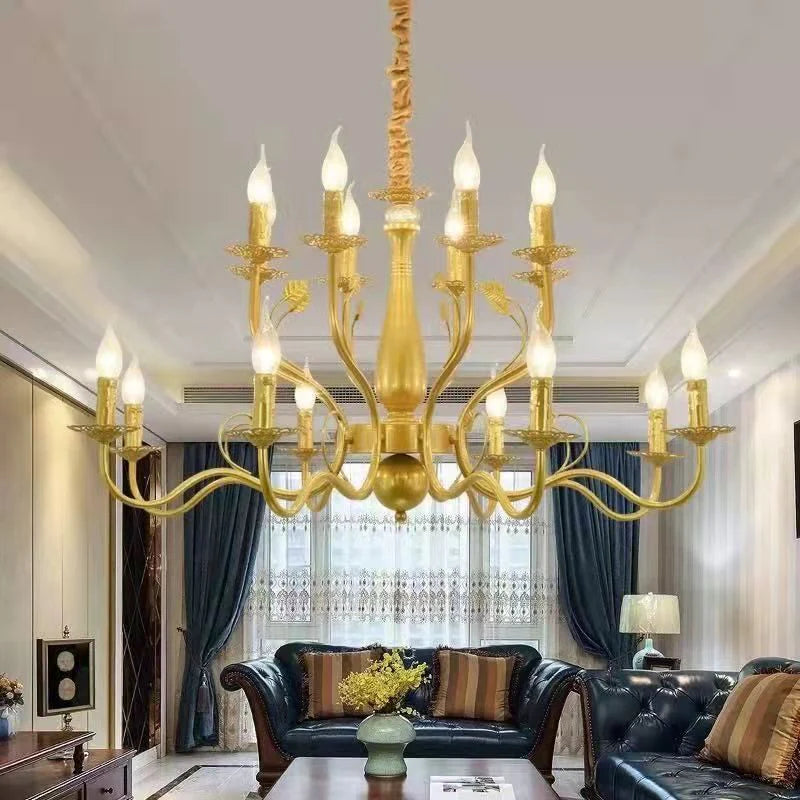 Living Room Bedroom Aisle Wrought Iron Candle Crystal Chandelier