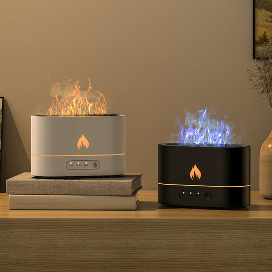 Flame Aromatherapy Humidifier Silent Air Diffuser LED Atmosphere Light for Bedroom Home Decor
