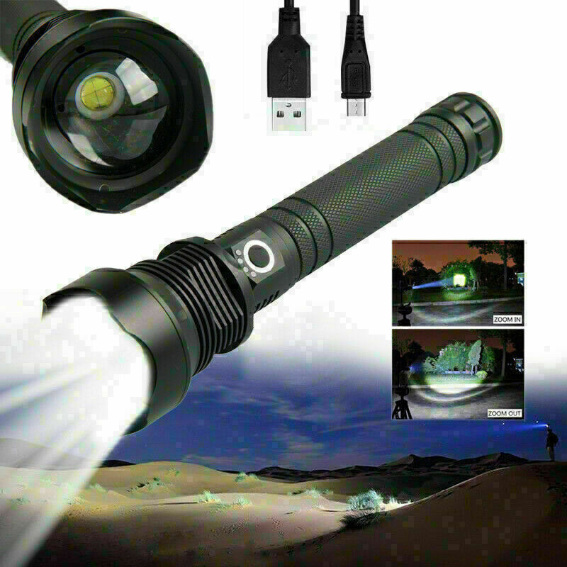 Super Bright 2500000LM LED Flashlight – USB Rechargeable Tactical Torch for Outdoor Use
